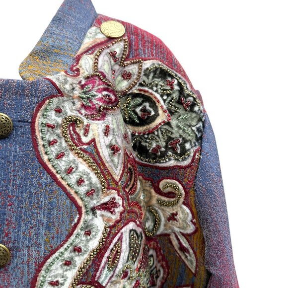 Soft Surroundings Vintage Maija Embroidered Jacket Velvet Bead Boho Maximalist M - Picture 11 of 11